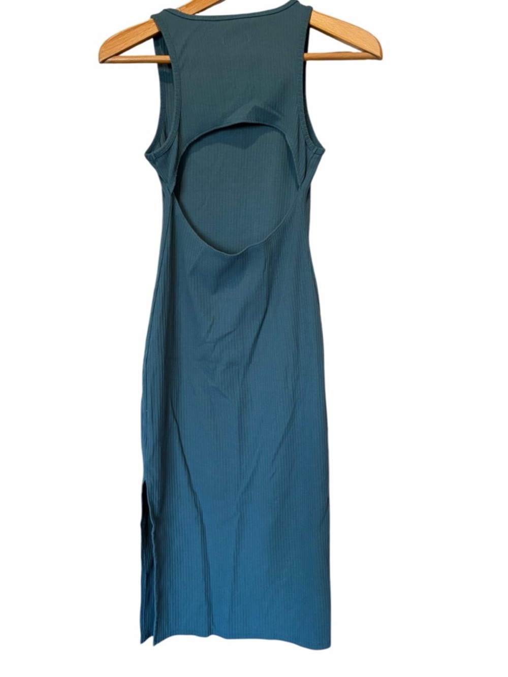 Ribbed Tank Midi Dress in Dark Teal - Picture 2 of 5